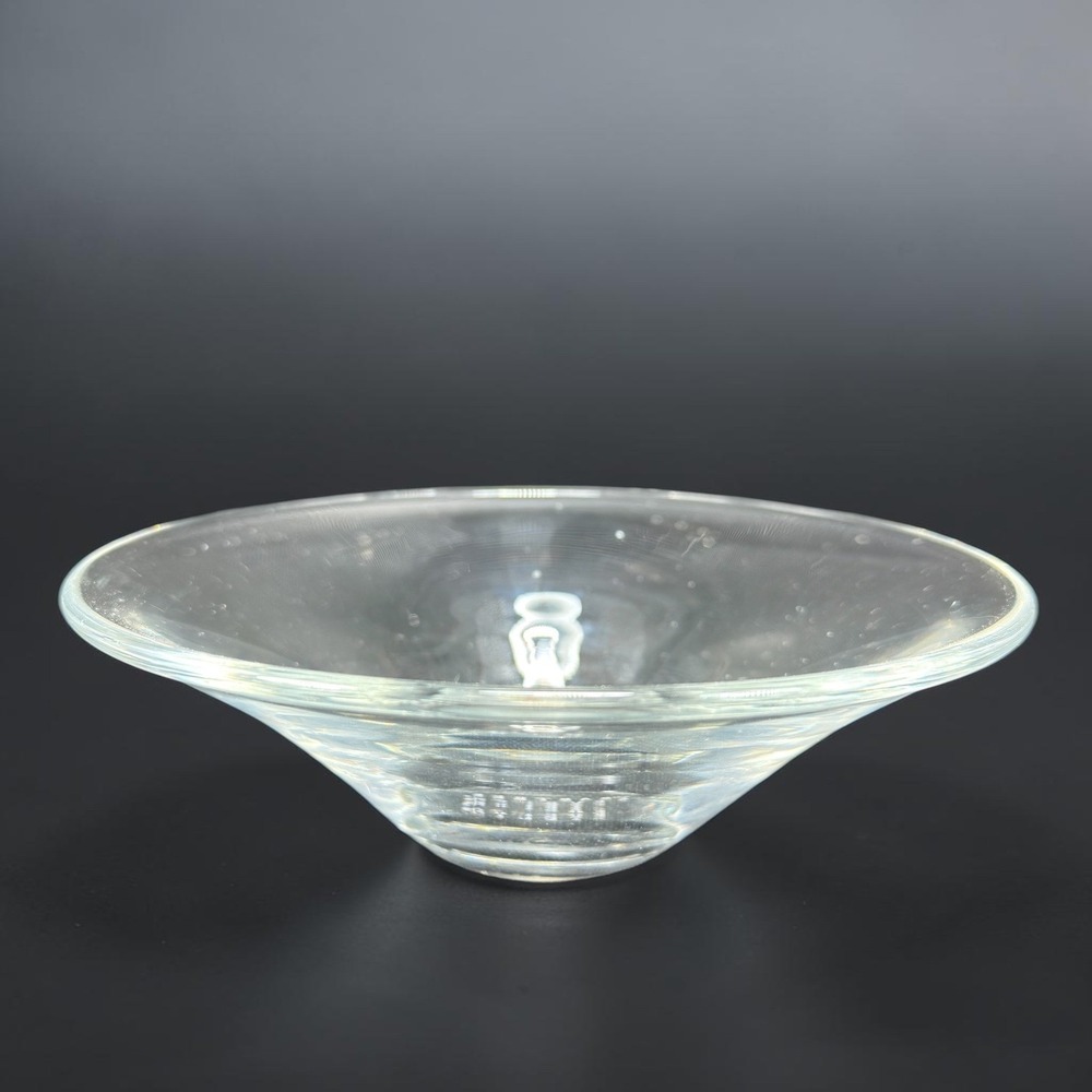 Crabtree & Evelyn Clear Glass Flared Vanity Dish Trinket Bowl 6 Inch Container
